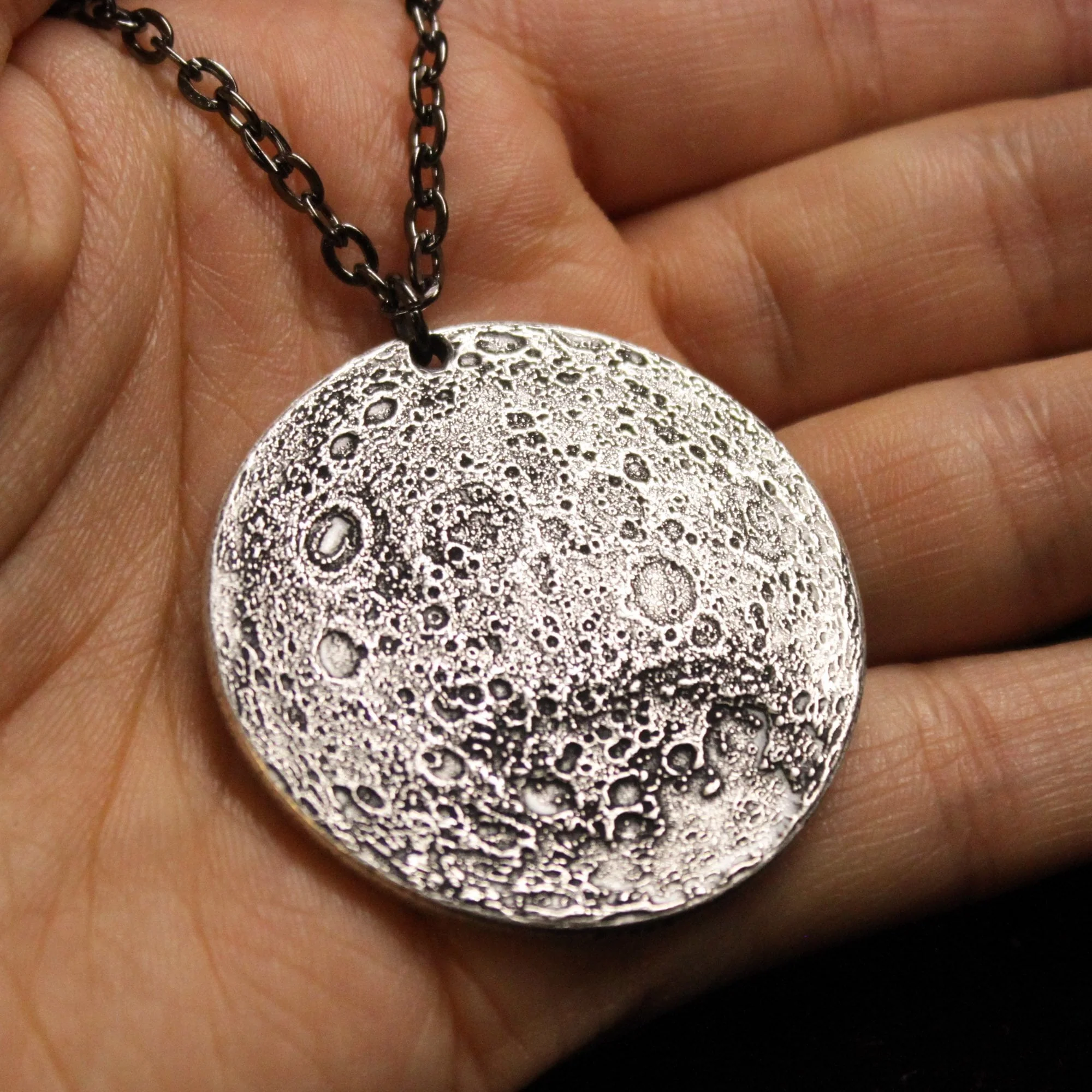 Silver Supermoon Necklace or Charm - Large 1.5 inches / 38 mm - Image 6