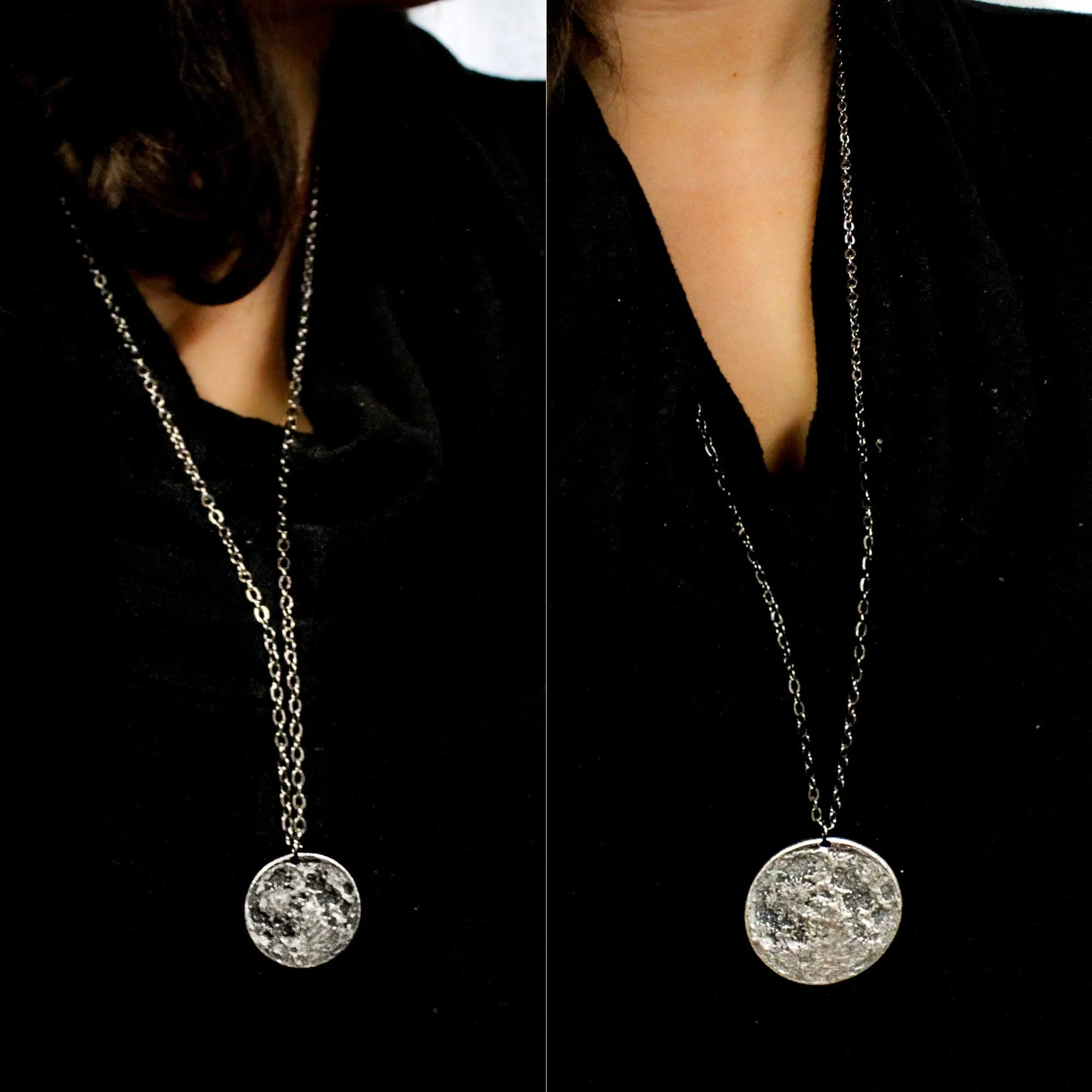 Silver Supermoon Necklace or Charm - Large 1.5 inches / 38 mm - Image 7