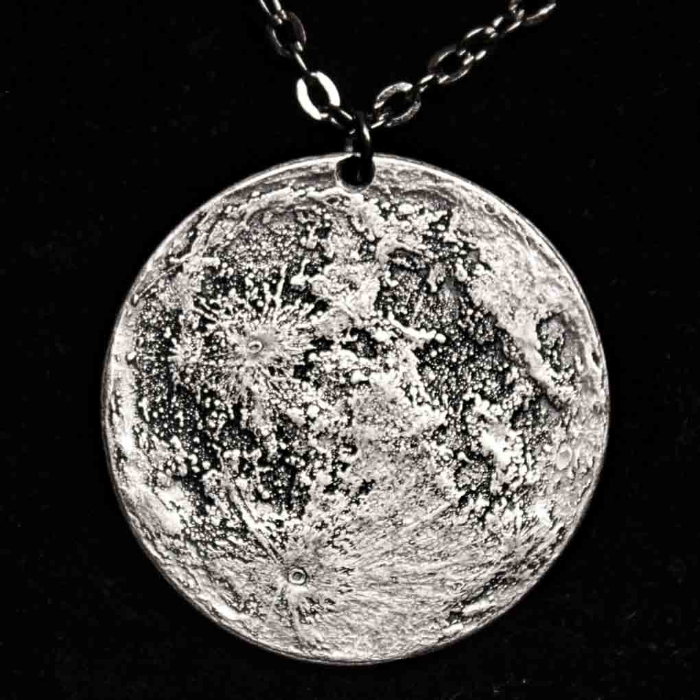 Silver Supermoon Necklace or Charm - Large 1.5 inches / 38 mm - Image 8