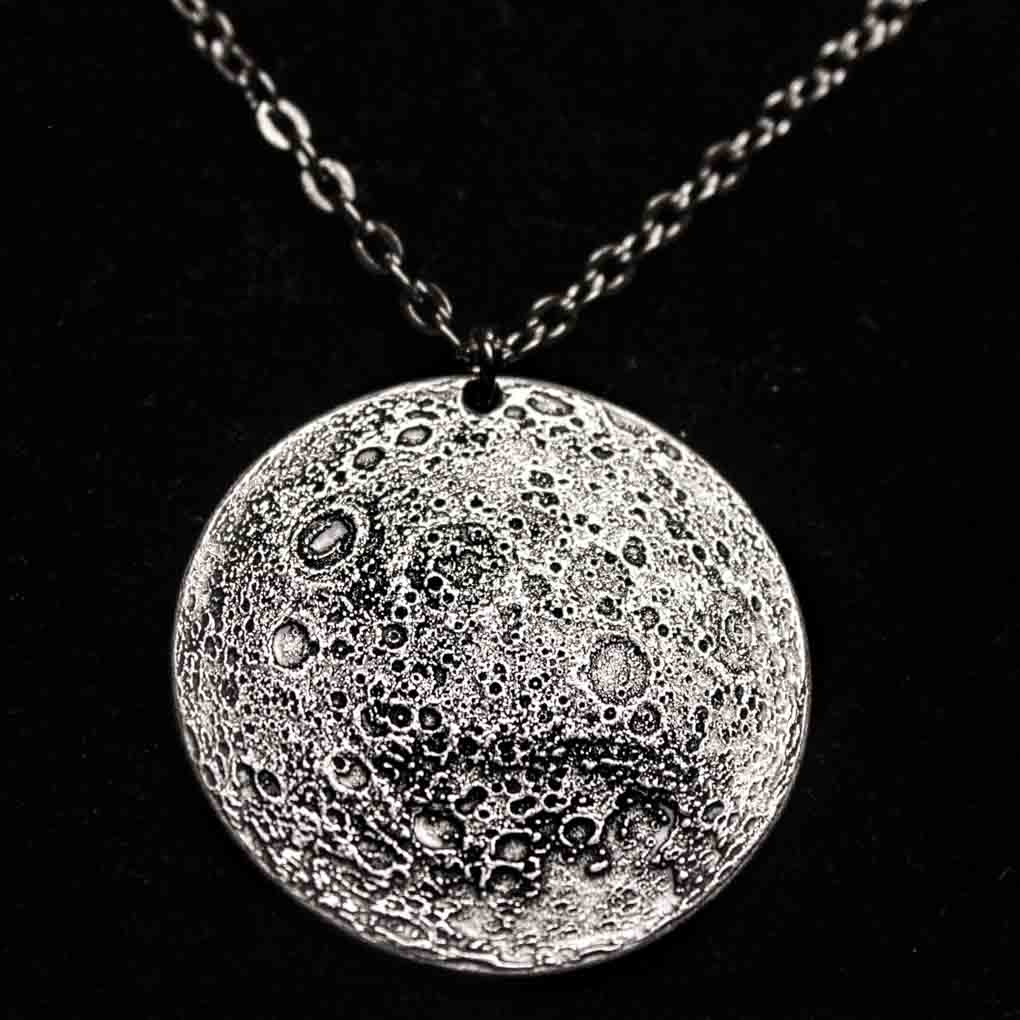 Silver Supermoon Necklace or Charm - Large 1.5 inches / 38 mm - Image 9