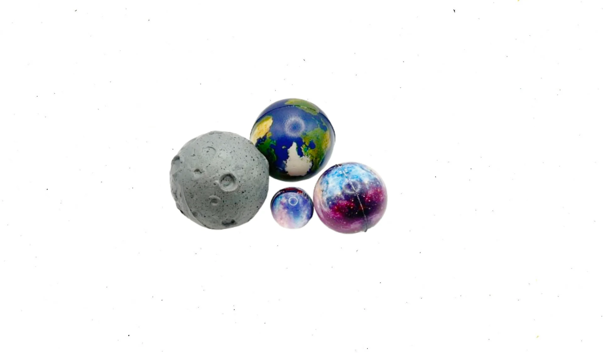 Solar System Ball Set – Moon Stress Ball, Planet Stress Ball, Galaxy Stress Ball, and Surprise Bouncy Ball