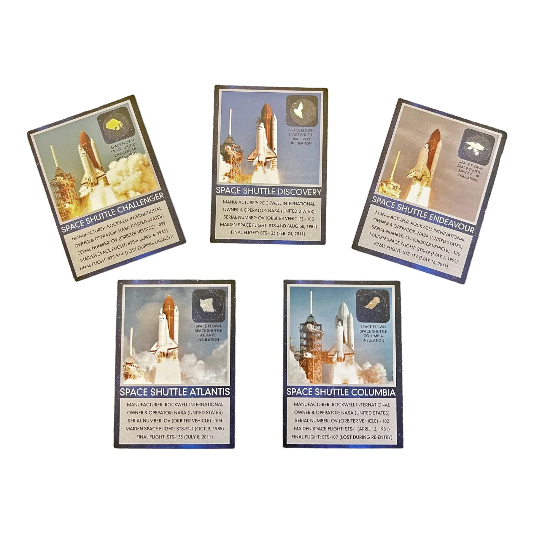 Space Shuttle Flown Artifact 5 Trading Card Set