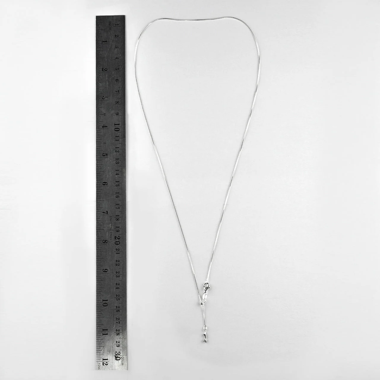 Starborn 22” Adjustable Sterling Silver, Box Chain with Adjustable "Slide Ball" - Image 2