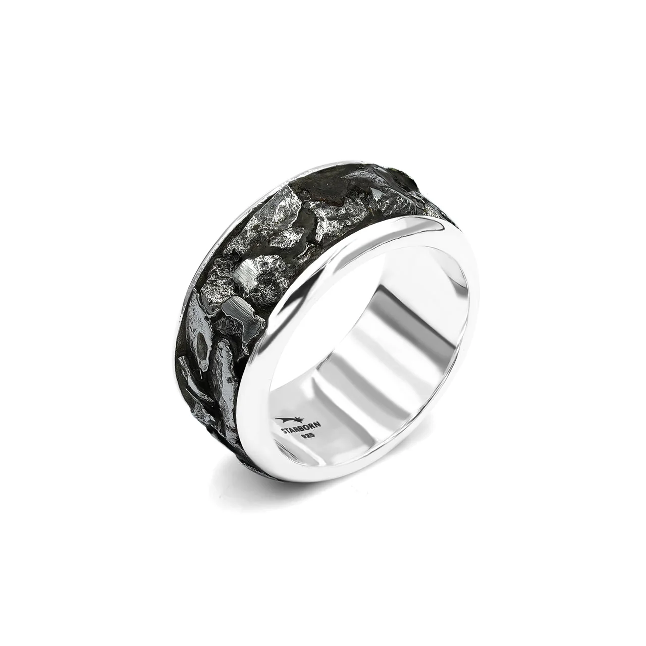 Starborn Campo del Cielo Meteorite Nugget Inlay Ring in Sterling Silver