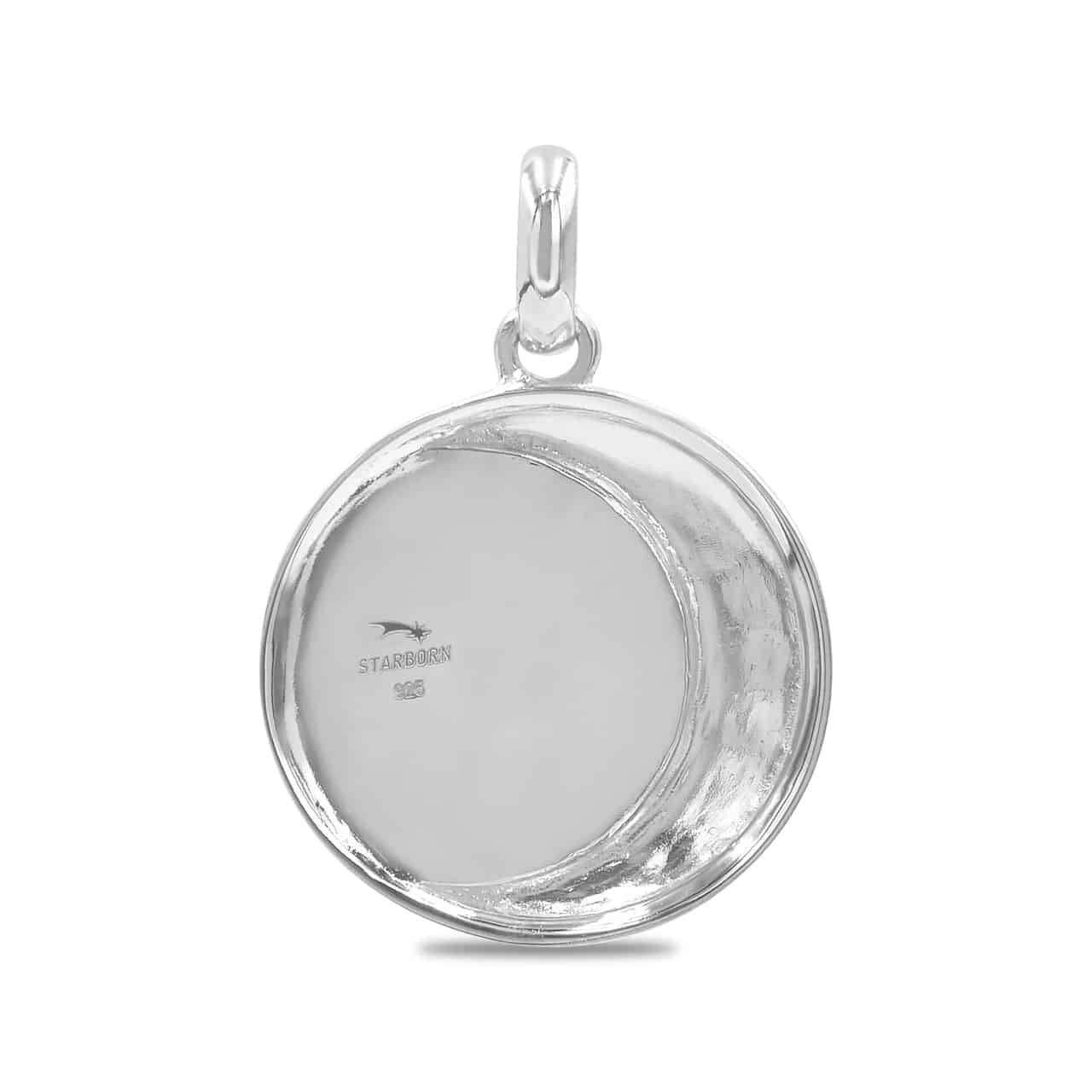 Starborn Mother of Pearl Moon Phase Carved Pendant in Sterling Silver - Image 2