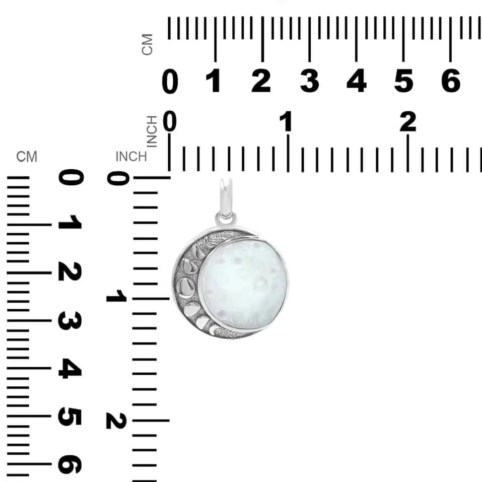 Starborn Mother of Pearl Moon Phase Carved Pendant in Sterling Silver - Image 4