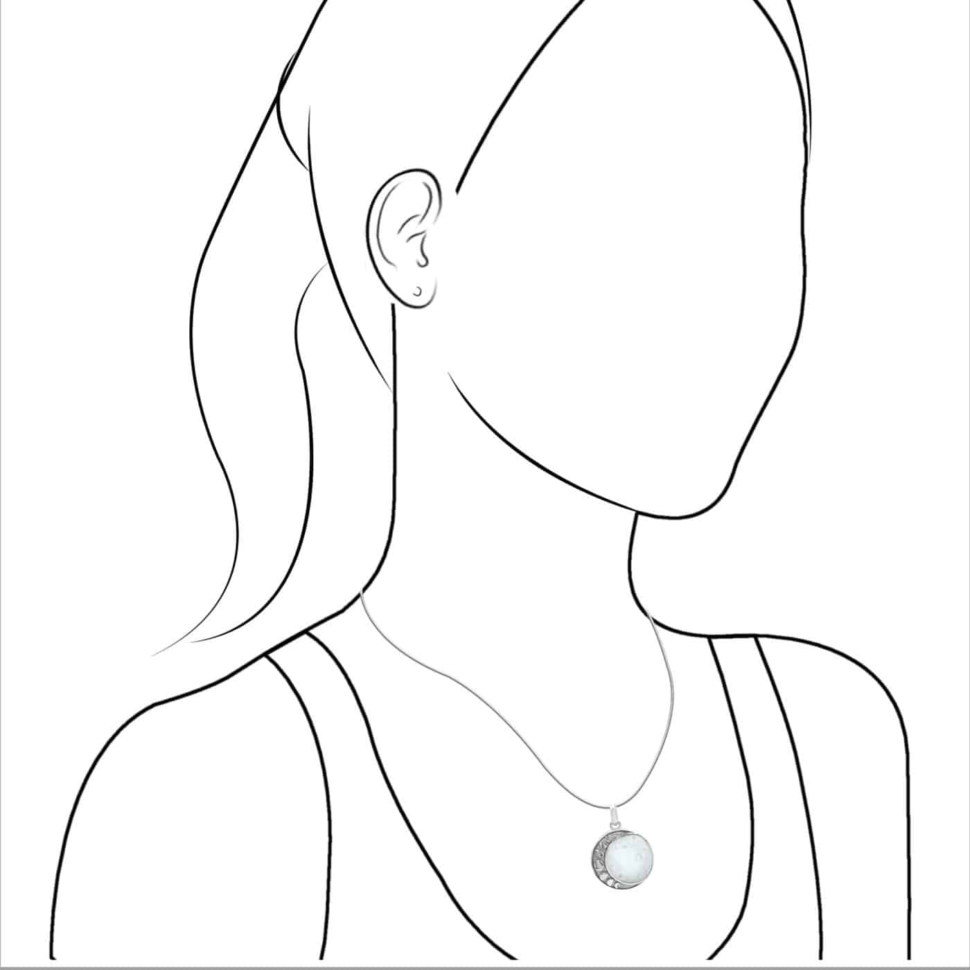 Starborn Mother of Pearl Moon Phase Carved Pendant in Sterling Silver - Image 5