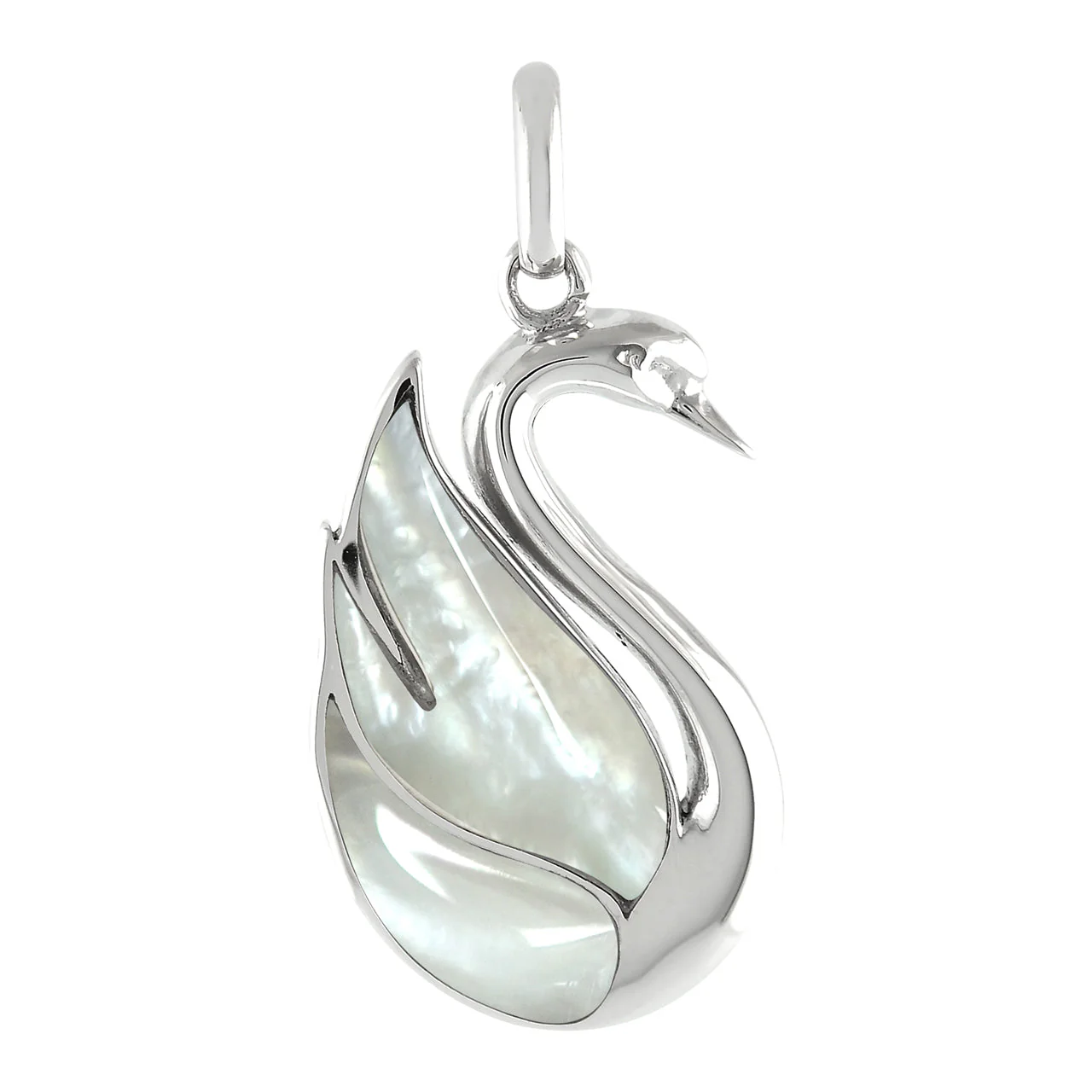 Starborn Mother of Pearl Swan Pendant in Sterling Silver
