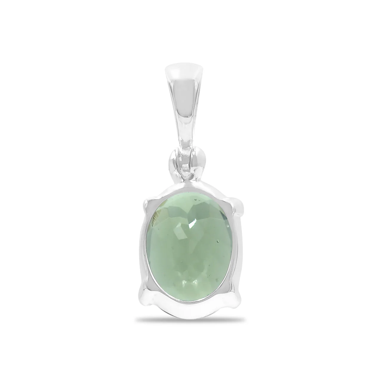 Starborn Oval Faceted Moldavite Prong Set Pendant in Sterling Silver - Large - Image 5