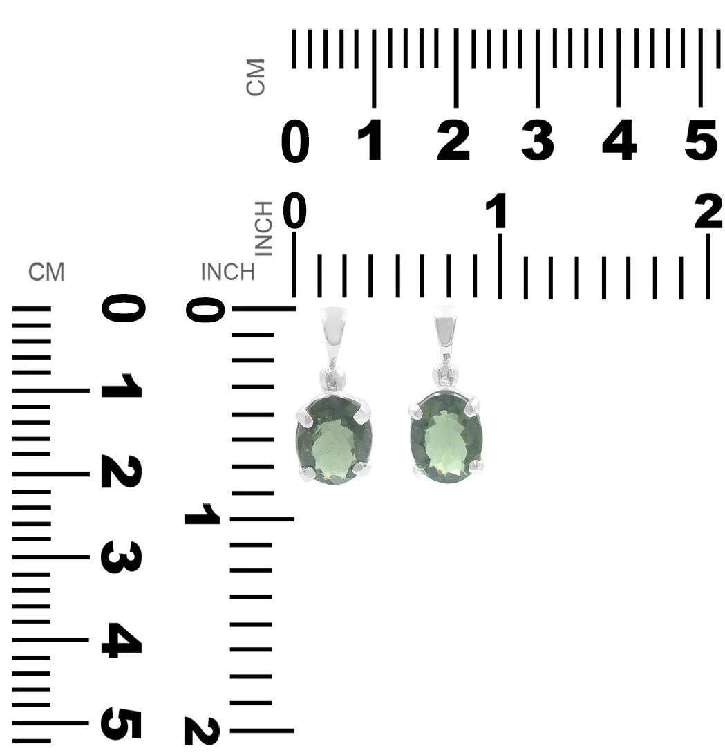 Starborn Oval Faceted Moldavite Prong Set Pendant in Sterling Silver - Large - Image 6