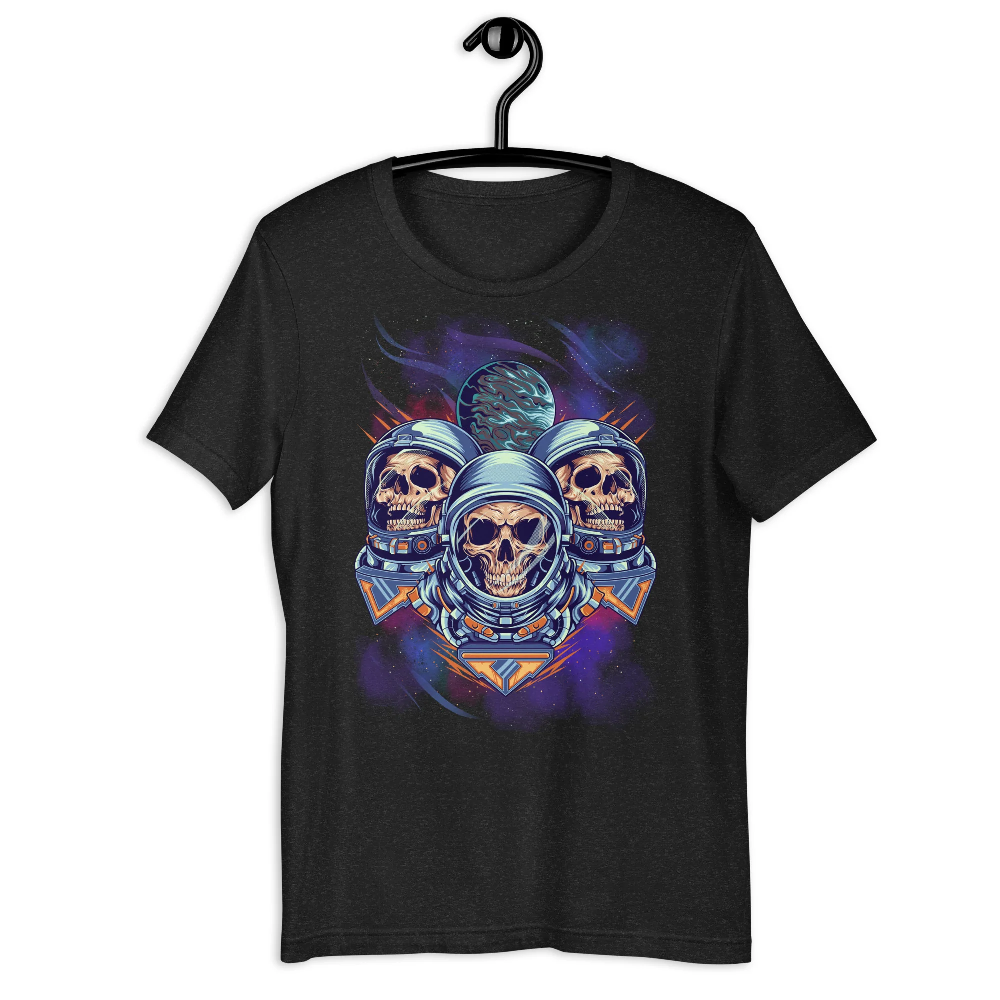 Three Alien Skull Art in Space T-shirt