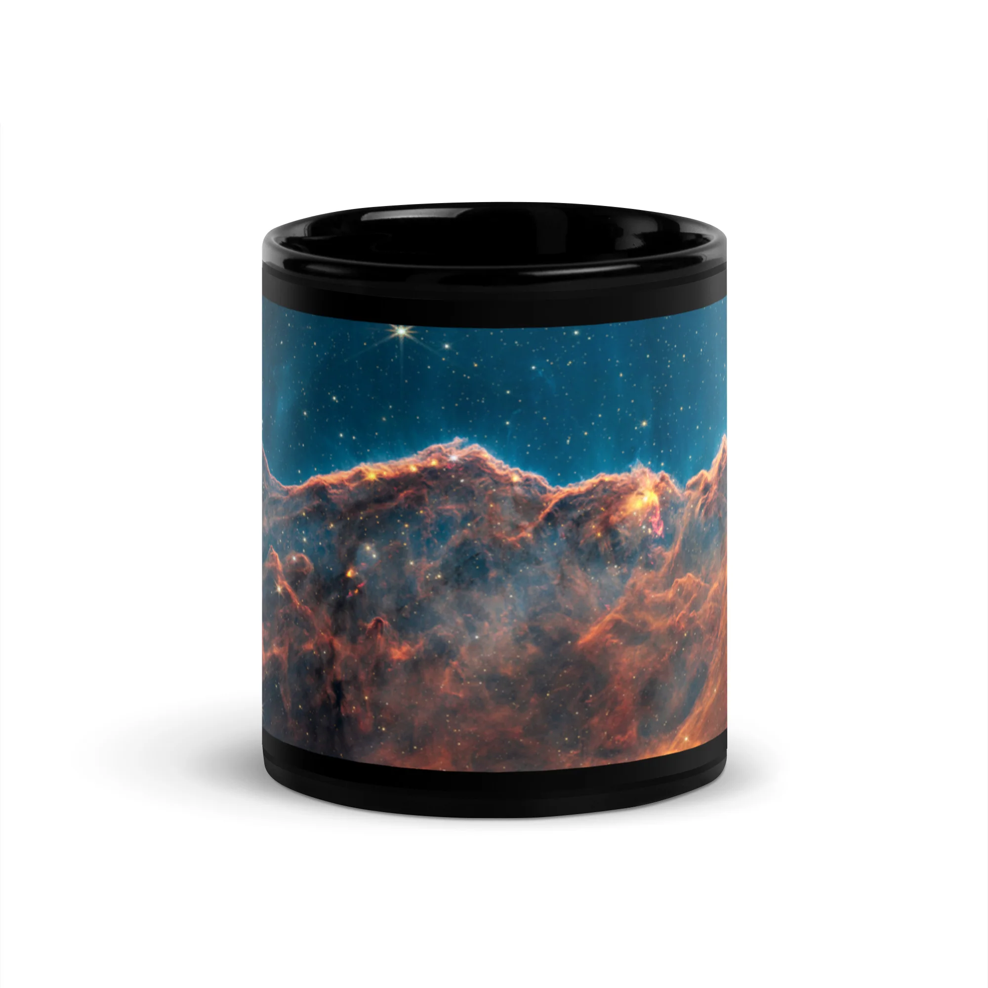 Young Stars’ Outbursts in Carina Nebula Black Glossy Mug