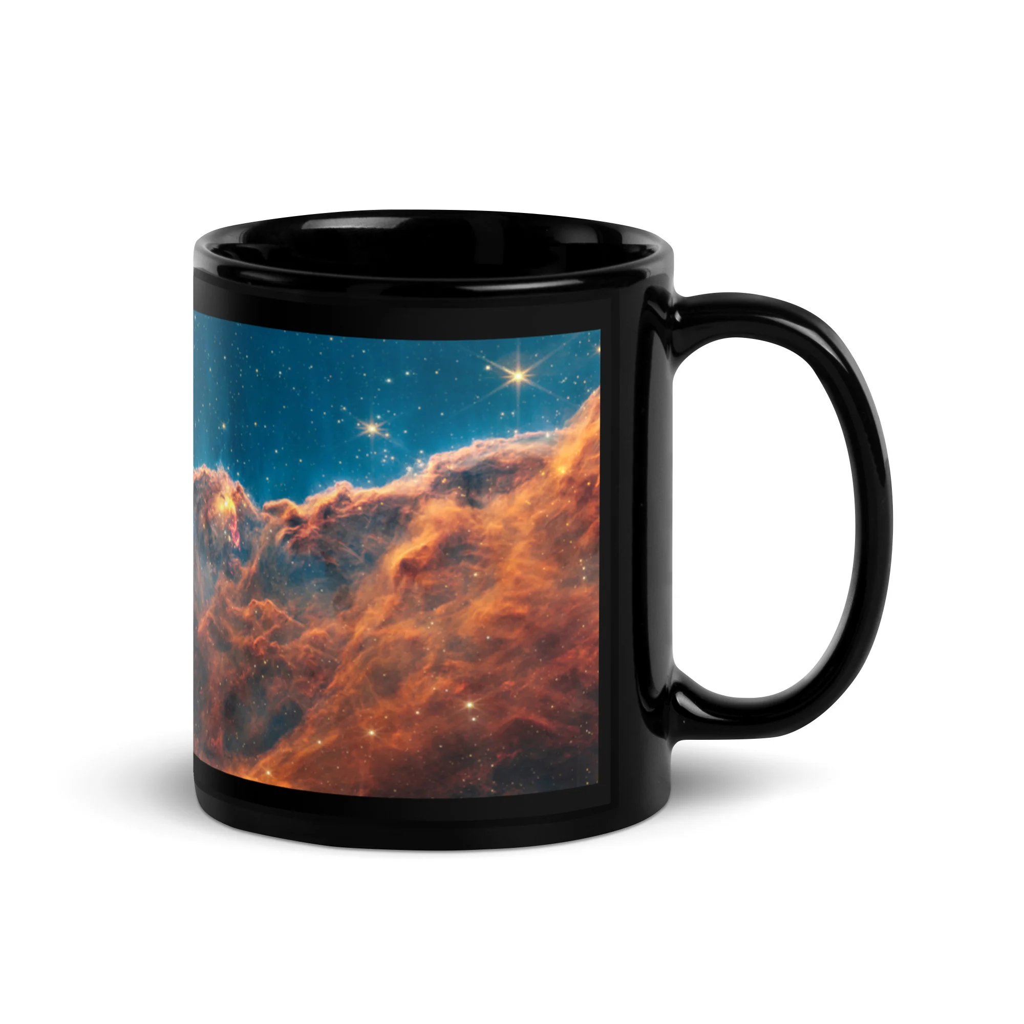 Young Stars’ Outbursts in Carina Nebula Black Glossy Mug - Image 2