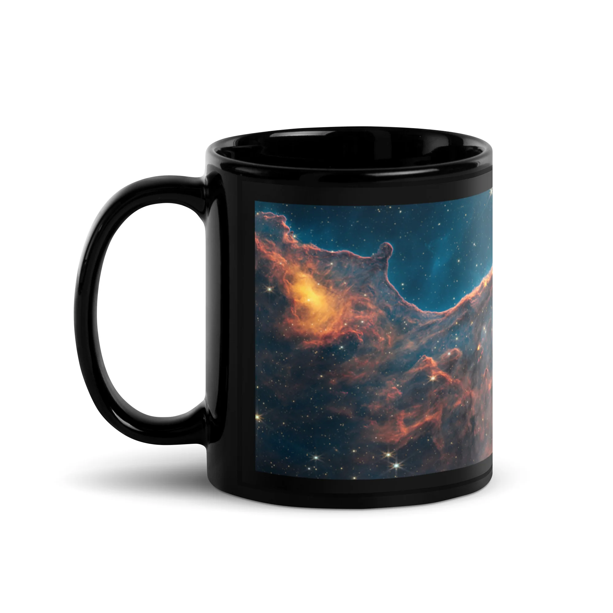 Young Stars’ Outbursts in Carina Nebula Black Glossy Mug - Image 3