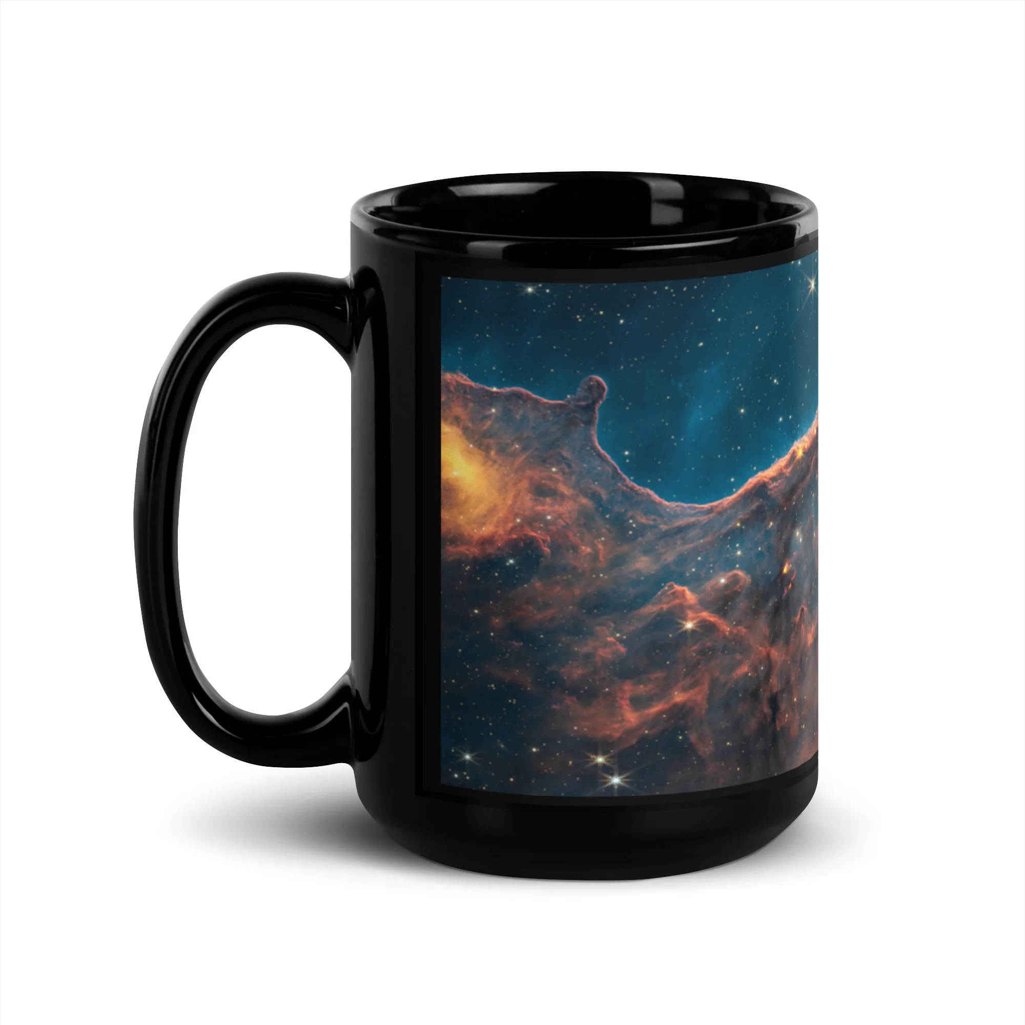 Young Stars’ Outbursts in Carina Nebula Black Glossy Mug - Image 4